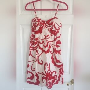 Red and White Floral Cotton Dress